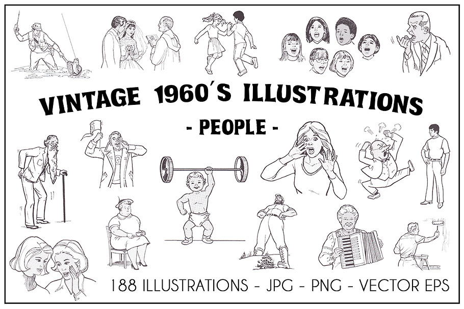 Vintage 1960's Illustrations- People