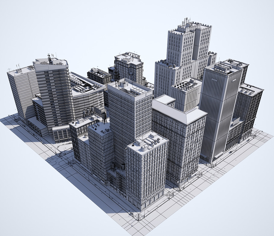 Metropolis city block 3D VR / AR  in Architecture - product preview 45