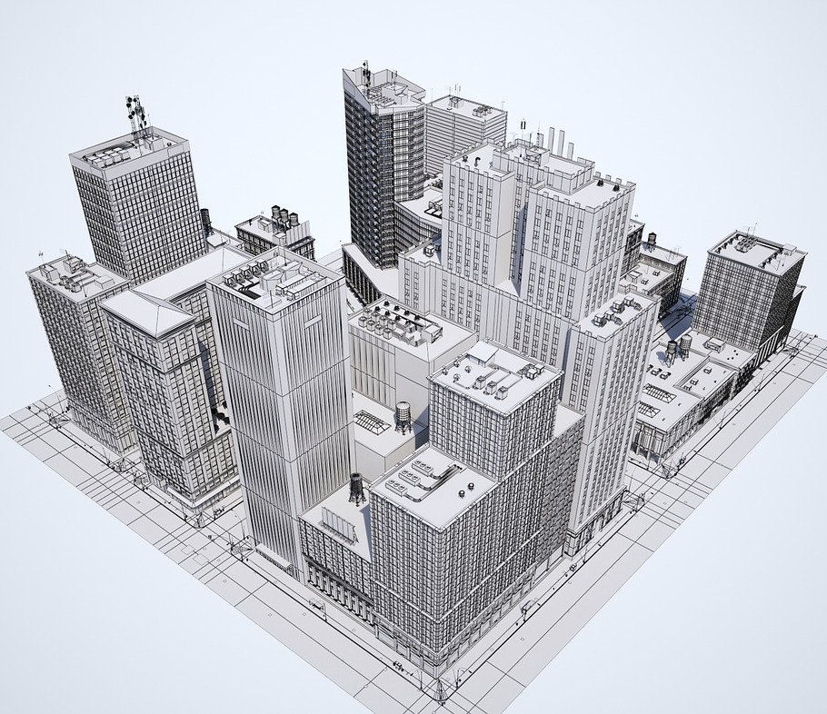 Metropolis city block 3D VR / AR  in Architecture - product preview 47