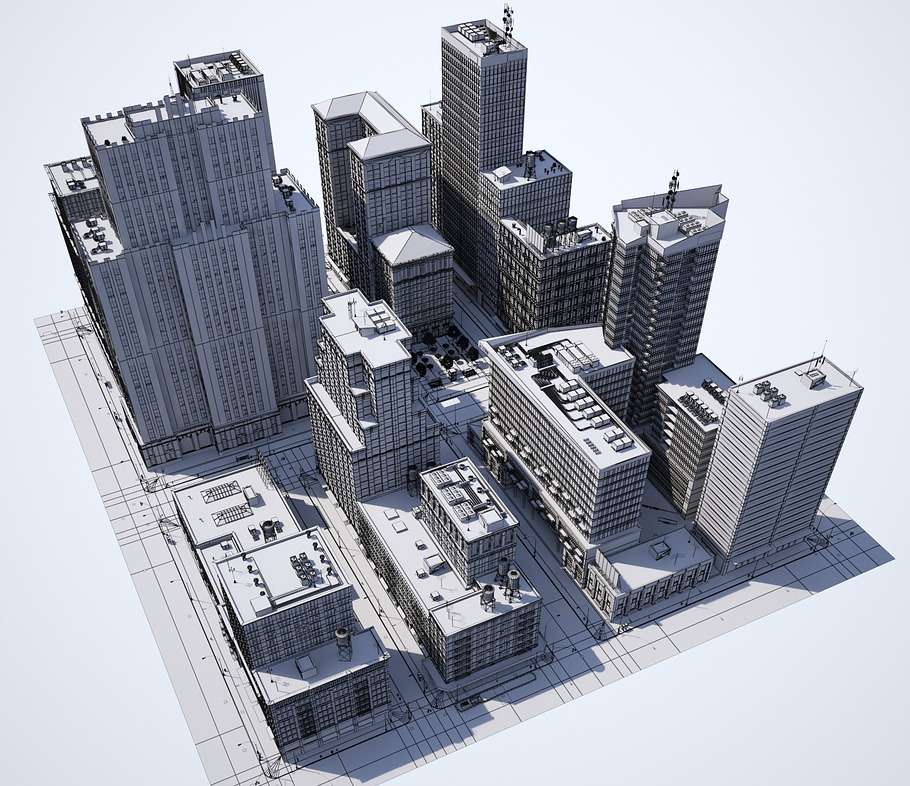 Metropolis city block 3D VR / AR  in Architecture - product preview 48