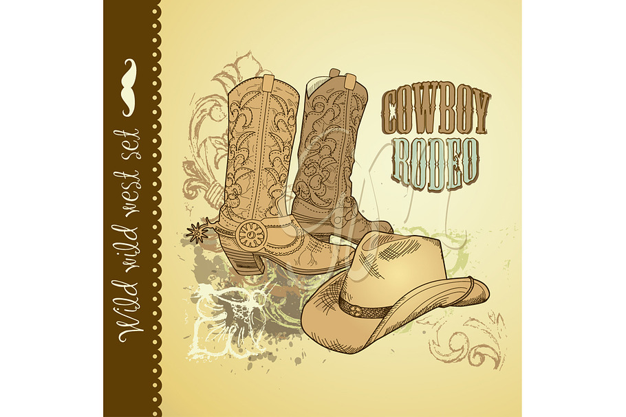 Cowboy Hand Drawn Wild West card