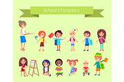 School Characters Vector Collection of Pupils