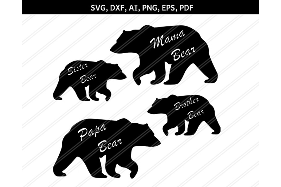 Bear family svg,dxf,eps,ai,png,pdf