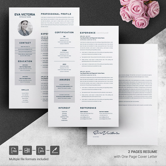 Nurse Resume Template + Cover Letter in Letter Templates - product preview 2