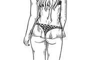 Young woman in underwear engraving vector