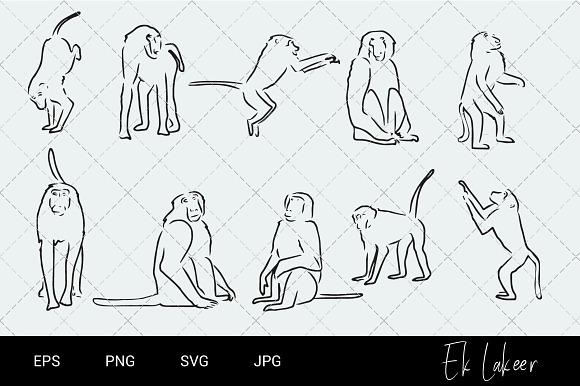Baboon Hand Sketched Vector in Objects - product preview 1