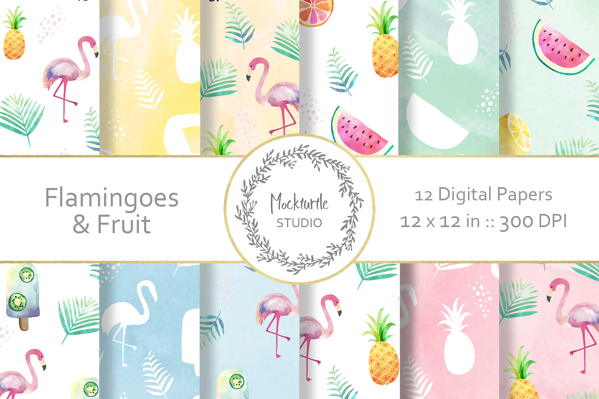 Flamingo digital paper in Patterns - product preview 8