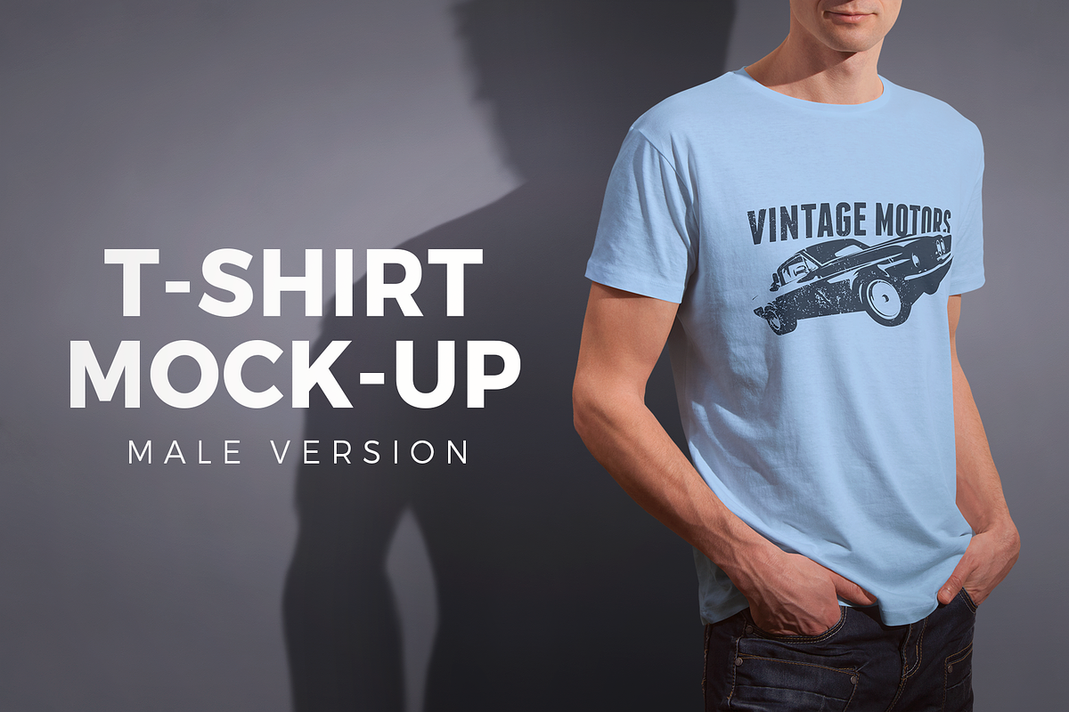 Mens Crew Neck T-shirt Mock-up in Product Mockups - product preview 8