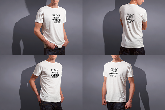 Mens Crew Neck T-shirt Mock-up in Product Mockups - product preview 3