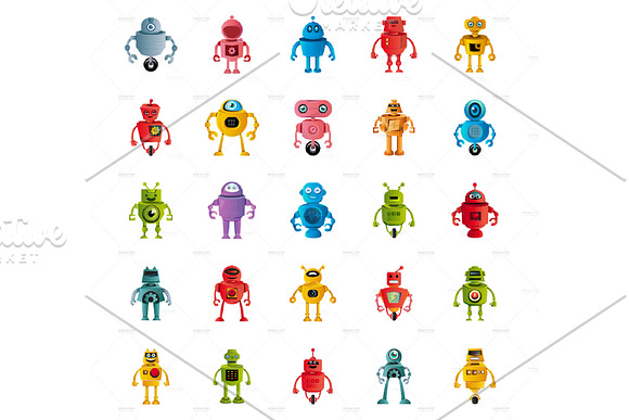 Robot Character V.1 Clip Arts Set in Illustrations - product preview 1