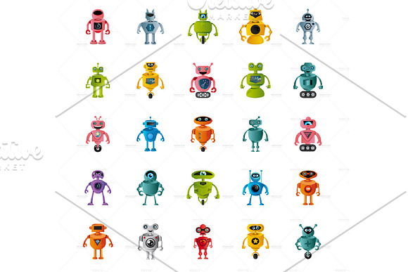 Robot Character V.1 Clip Arts Set in Illustrations - product preview 2