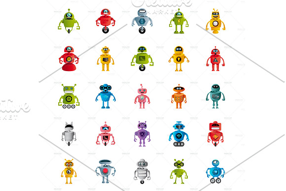 Robot Character V.1 Clip Arts Set in Illustrations - product preview 4