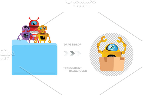 Robot Character V.1 Clip Arts Set in Illustrations - product preview 9