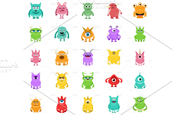 Monster Character V.3 Clip Art Set in Illustrations - product preview 1
