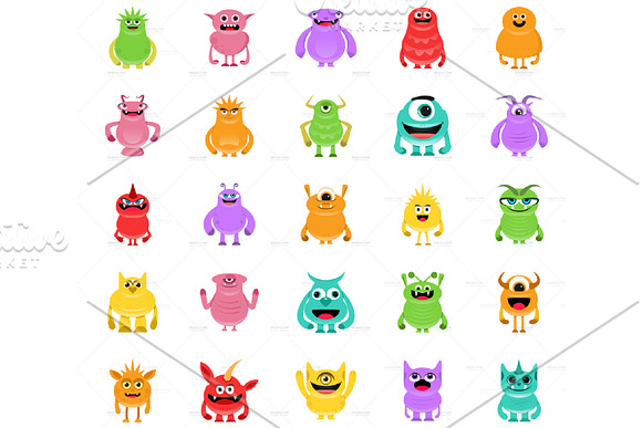 Monster Character V.3 Clip Art Set in Illustrations - product preview 2