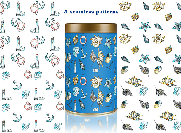 Sea life. Watercolor&graphics Set. in Illustrations - product preview 3