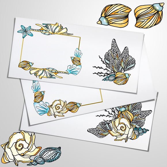 Sea life. Watercolor&graphics Set. in Illustrations - product preview 5