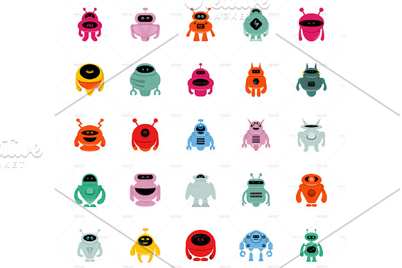 Robots Character V.3 Clip Arts Set in Illustrations - product preview 1