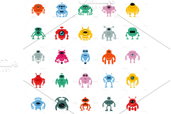 Robots Character V.3 Clip Arts Set in Illustrations - product preview 2