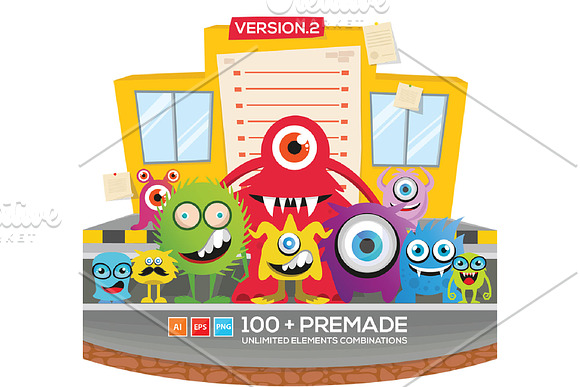Monster Character V.2 Clip Art Set in Illustrations - product preview 15