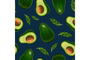 3d Whole Avocado and Slice Pattern