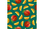 Peach Fruit and Slice Pattern 