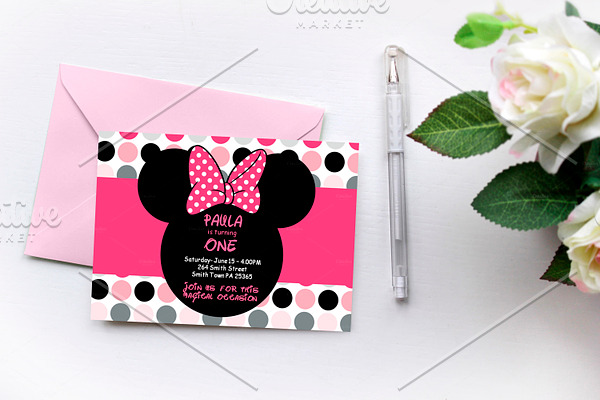 Pink Minnie Mouse Invitations