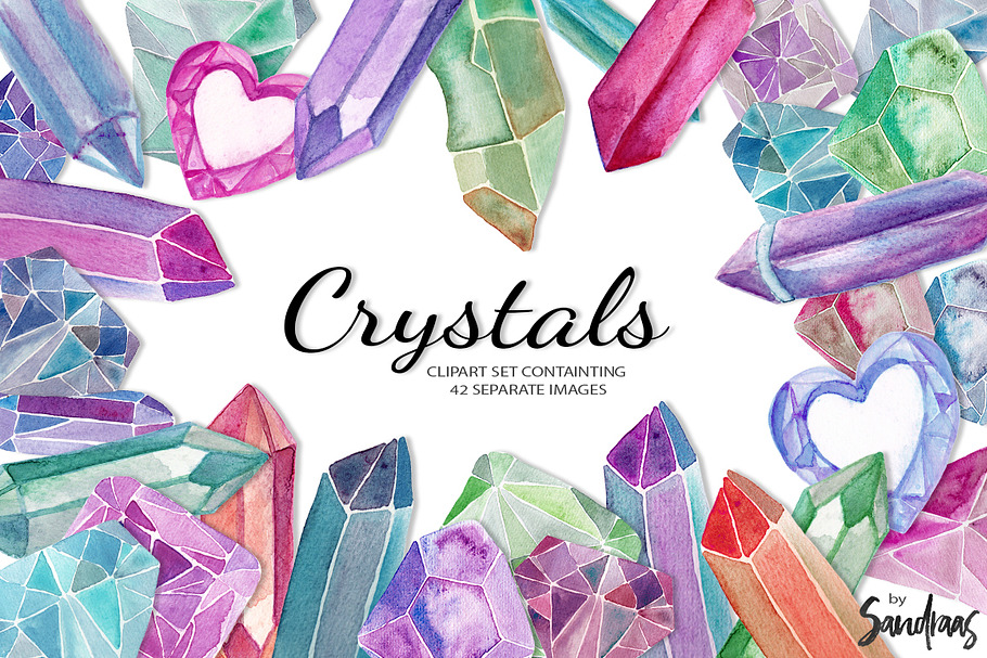 Crystals clip art set in Illustrations - product preview 8