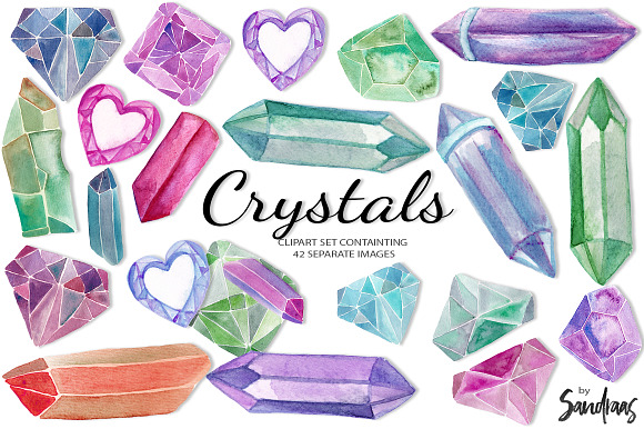 Crystals clip art set in Illustrations - product preview 1