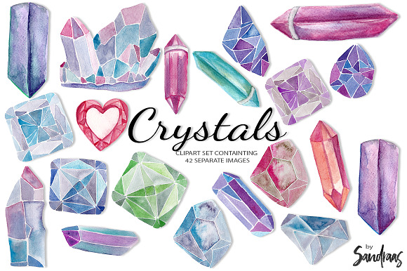 Crystals clip art set in Illustrations - product preview 2