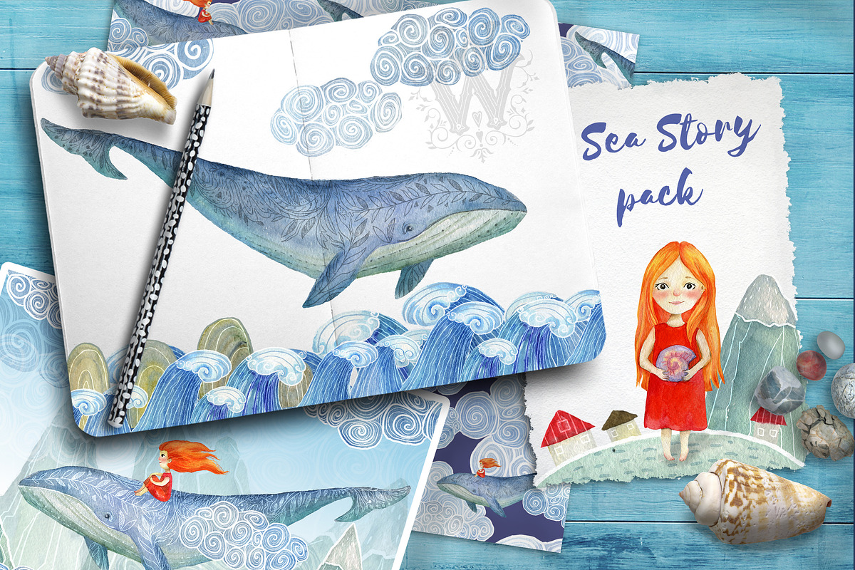 Sea story pack in Illustrations - product preview 8