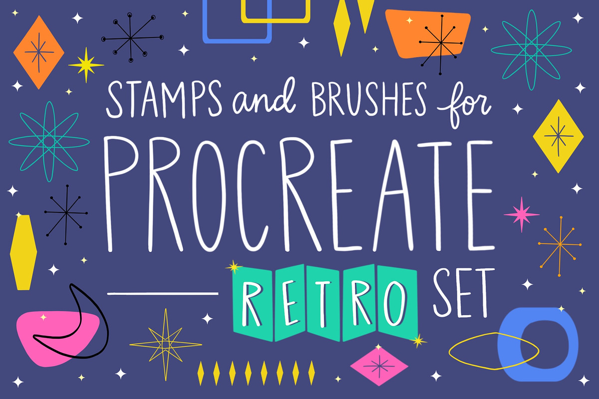 Procreate Stamp Retro Set in Photoshop Brushes - product preview 8