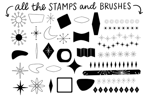 Procreate Stamp Retro Set in Photoshop Brushes - product preview 2