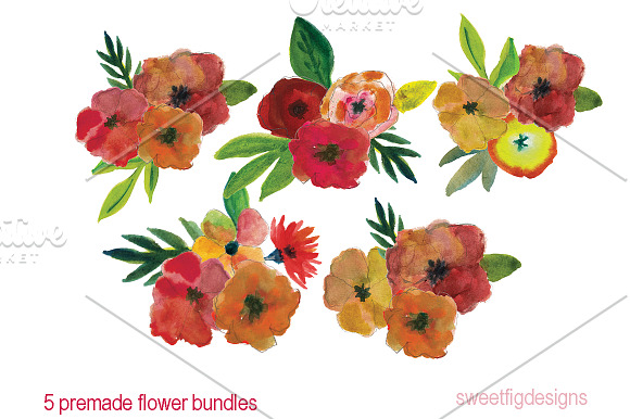 Watercolor Flower Clipart Bundles in Illustrations - product preview 1