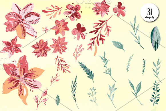 Blush Flowers and Leaf collection in Illustrations - product preview 1