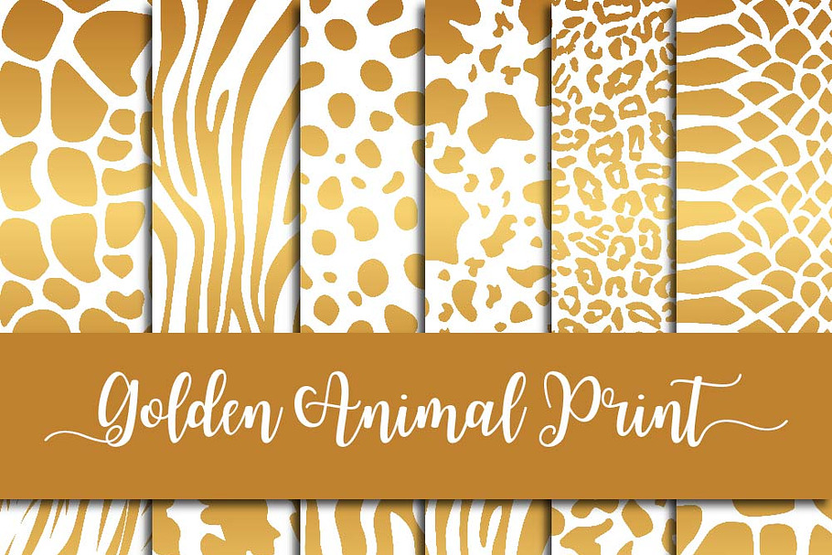 Golden Animal Print Digital Paper in Patterns - product preview 8