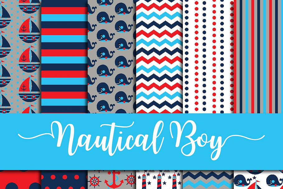 Nautical for Boys Digital Paper in Patterns - product preview 8