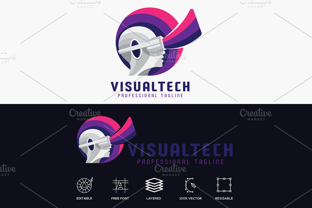 Visual Tech Futuristic Logo in Logo Templates - product preview 8