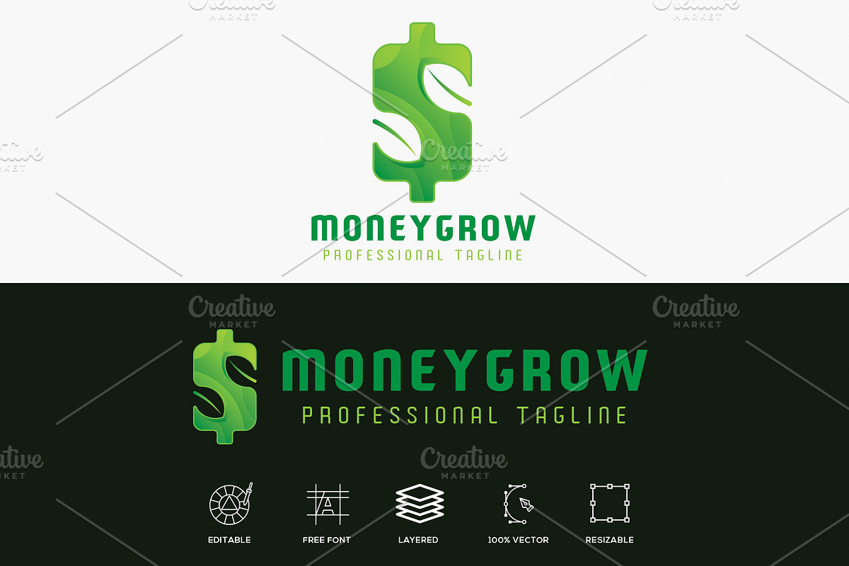 Money Grow Finance Logo in Logo Templates - product preview 8