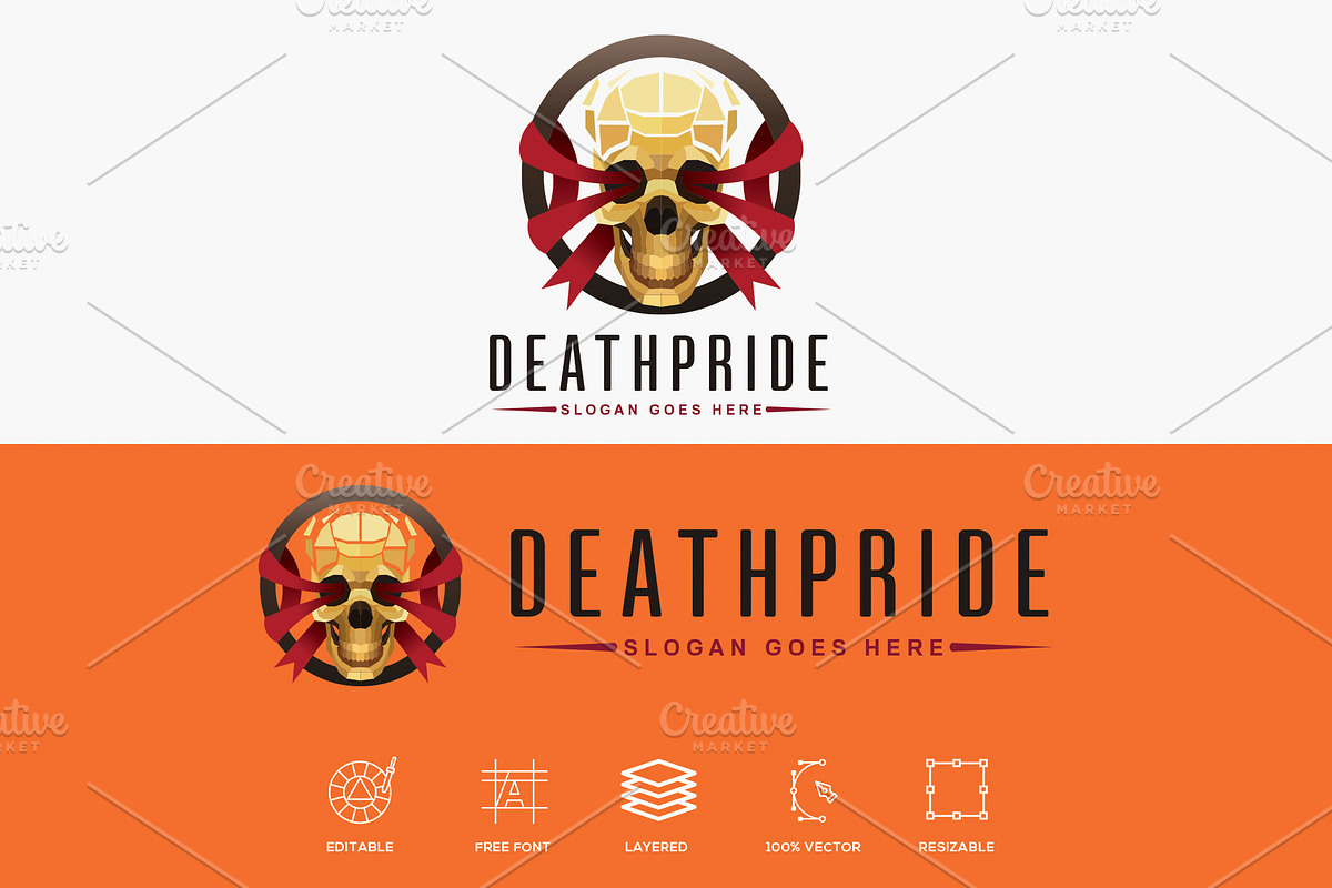 Death Pride Golden Skull Logo in Logo Templates - product preview 8