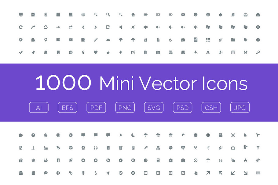 1000 Mini Vector Icons in Graphics - product preview 8