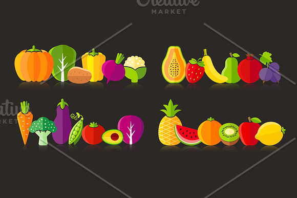 Fresh healthy fruits and vegetables in Graphics - product preview 1