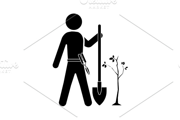 A gardener with a shovel 