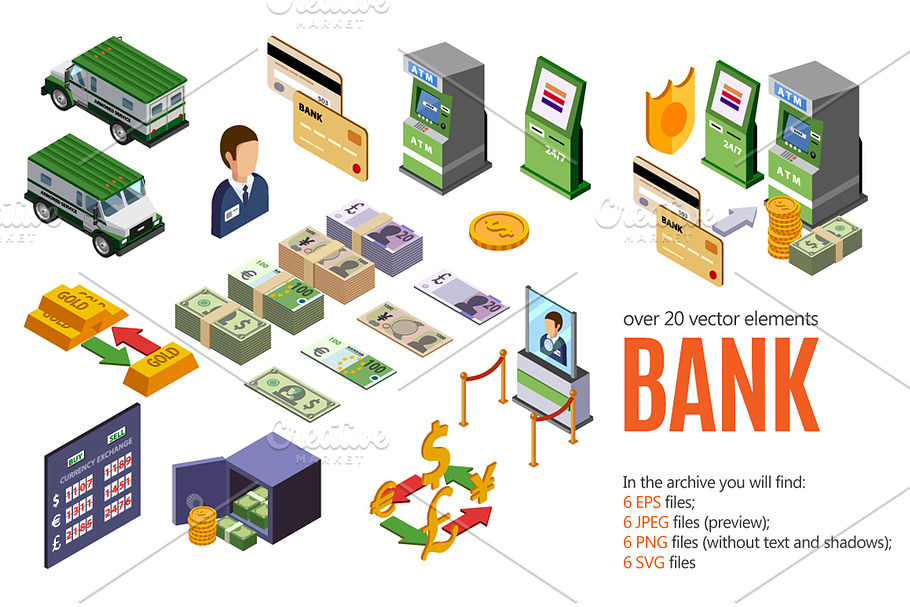 Bank Isometric Set in Illustrations - product preview 8