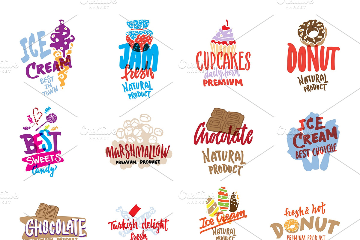 Sketch Candies And Sweets Logos Set in Logo Templates - product preview 8