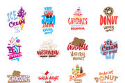 Sketch Candies And Sweets Logos Set