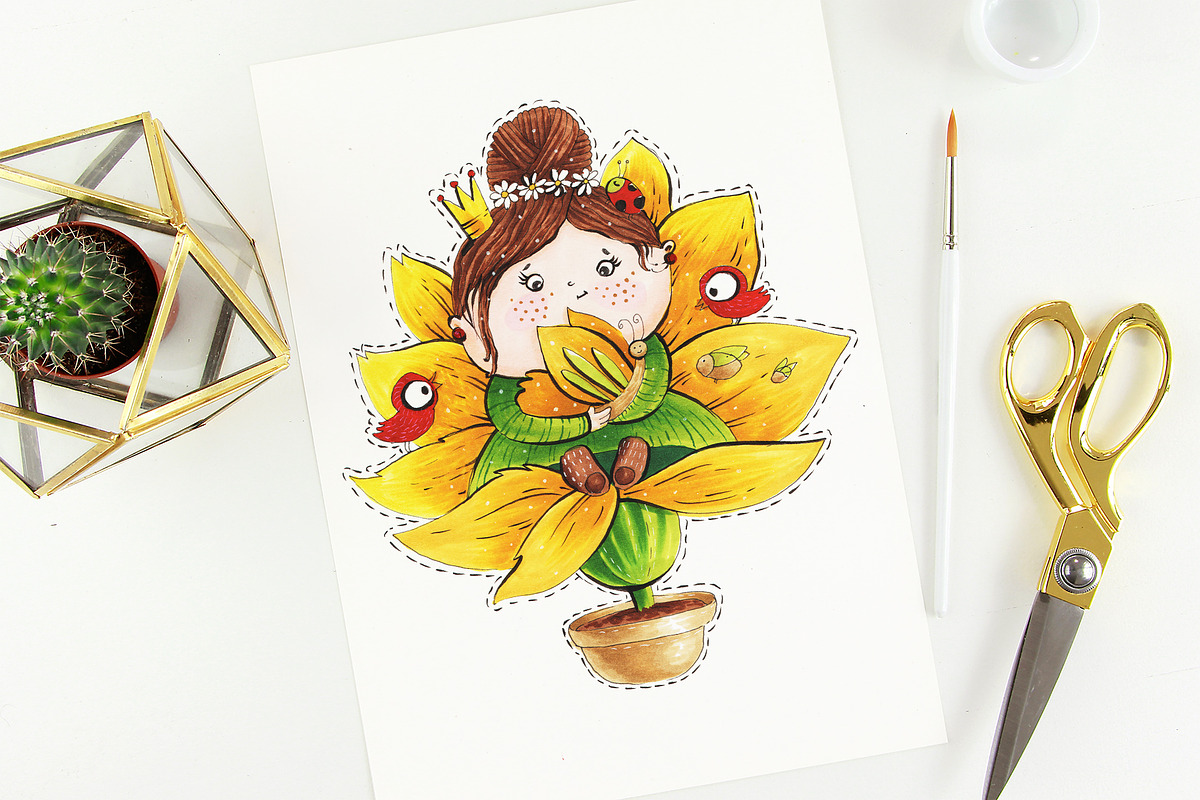 Little Princess with butterfly in Illustrations - product preview 8