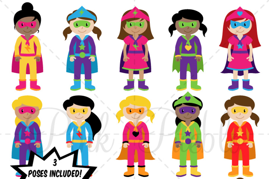 Girl Superhero Clipart & Vectors in Illustrations - product preview 8