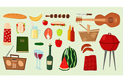 Barbecue vector icons food products BBQ grilling kitchen outdoor family time cuisine illustration party products grilling kitchen summer picnic food day
