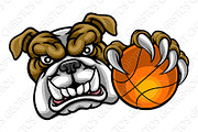 Bulldog Holding Basketball Ball Sports Mascot